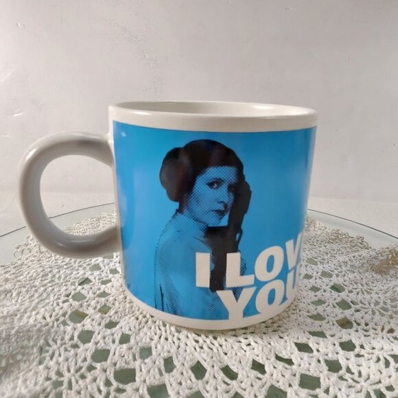 Star Wars Mugs Princess Leia I Love You Hallmark Blue Coffee Cup Vintage - Picture 6 of 9